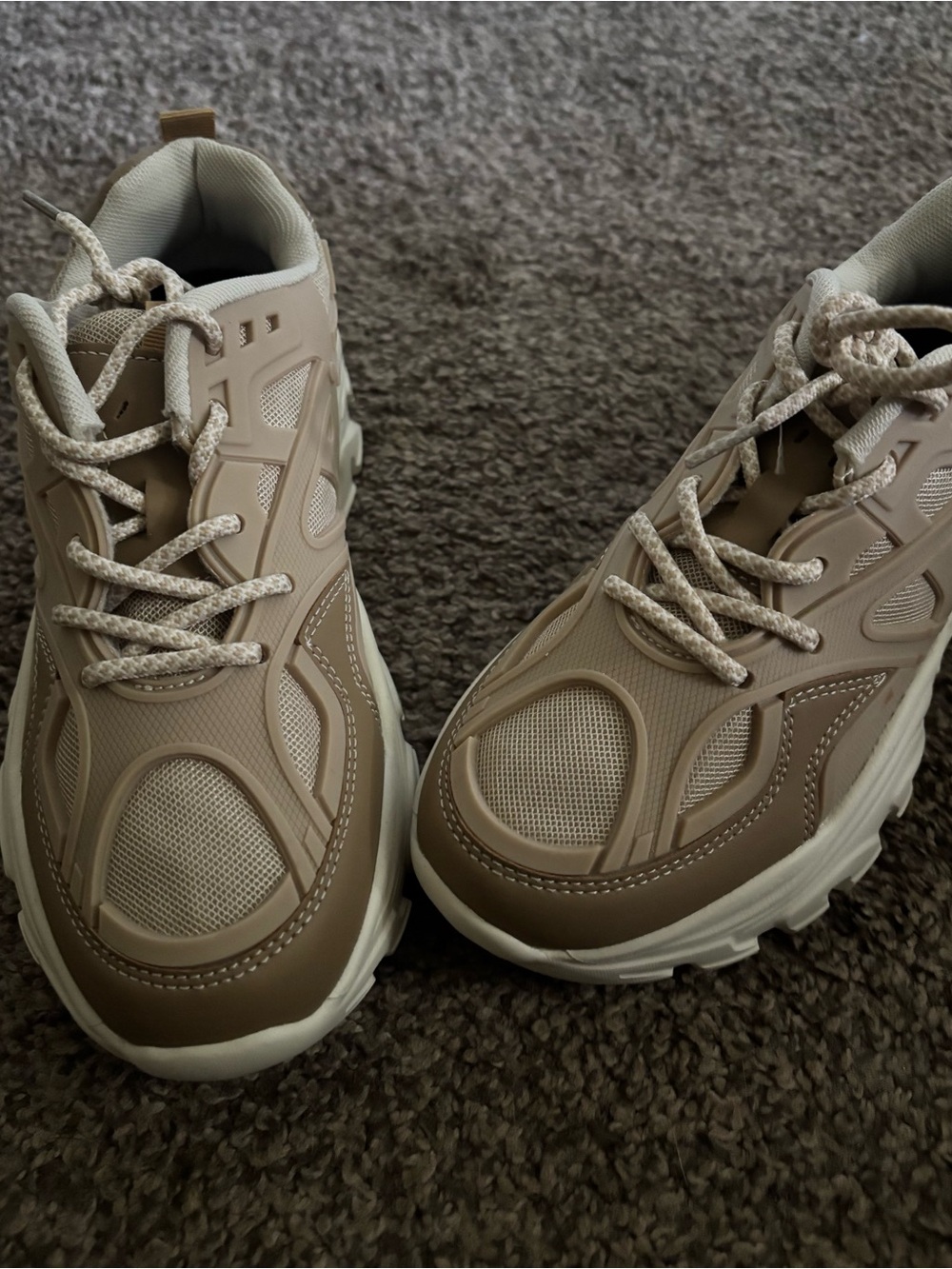 Beige/Tan Athletic Sneakers - Comfortable Everyday Shoes